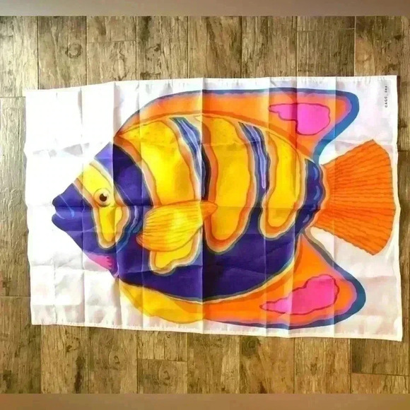 VTG AGC Inc Colorful Fish Orange Purple Tropical Fish Garden Flag 28.5x41 - Picture 3 of 4